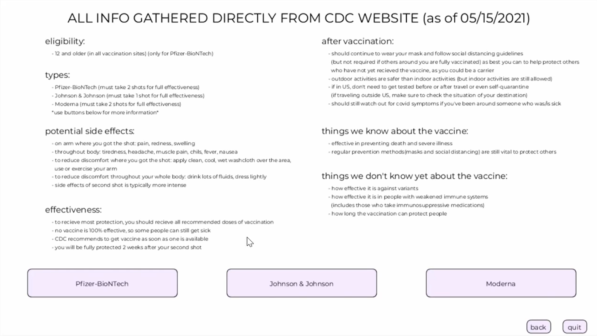 More Information page