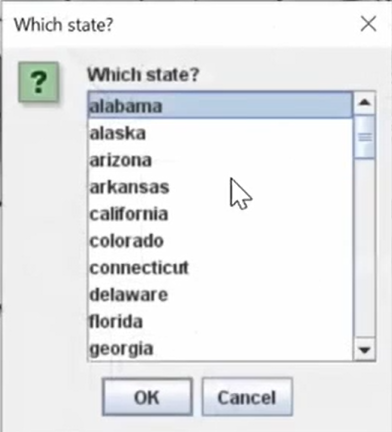 State picker dropdown